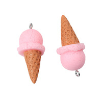 Breloques Kawaii 3D en résine en forme de cornet de crème glacée, couleurs assorties, pendentifs mignons en forme d'aliments pour la fabrication de boucles d'oreilles, porte-clés et bijoux DIY
