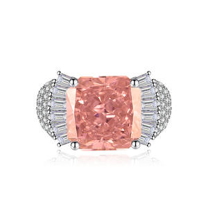 Cincin Berlian Kotak Baru dari AliExpress untuk Wanita, Bertabur Zirkon Paraiba Karbon Tinggi dengan Potongan Bunga Es, Lapisan Perak, Batu Utama - Product Image 6