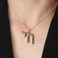 Pendentif Étoile Pentagramme en Gros, Zircon Goutte d'Huile, Thème Animal (Vache et Cheval), Accessoires de Collier, Bijoux