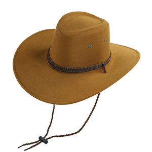 Chapeau de cowboy western SOLPOP Angleterre pour homme et femme, en feutre synthétique et daim, à large bord incurvé, avec corde, idéal pour l'équitation en extérieur - Product Image 5
