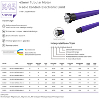 Moteur tubulaire électronique AC 45 mm pour détection d'obstacles, 4 fils, télécommande RF, volet roulant coupe-vent, arrêt automatique, marche arrière, pour salon