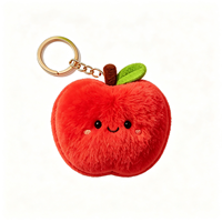 Porte-clés en peluche personnalisé Kawaii en forme de fruit, pomme rouge mignonne, pendentif de sac en peluche douce, vente en gros de jouets porte-clés en peluche personnalisés