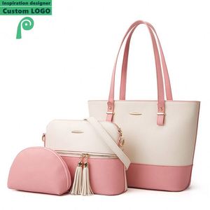 กระเป๋าหนังแท้แฟชั่นโรงงานปี 2025 สำหรับผู้หญิง ชุดกระเป๋า 3 ชิ้น กระเป๋าถือใบใหญ่ กระเป๋าสะพายไหล่ผู้หญิง - Product Image 5