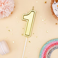 Bougies d'anniversaire numérotées de 2,76 pouces, bougies dorées pour gâteau, fête et célébration