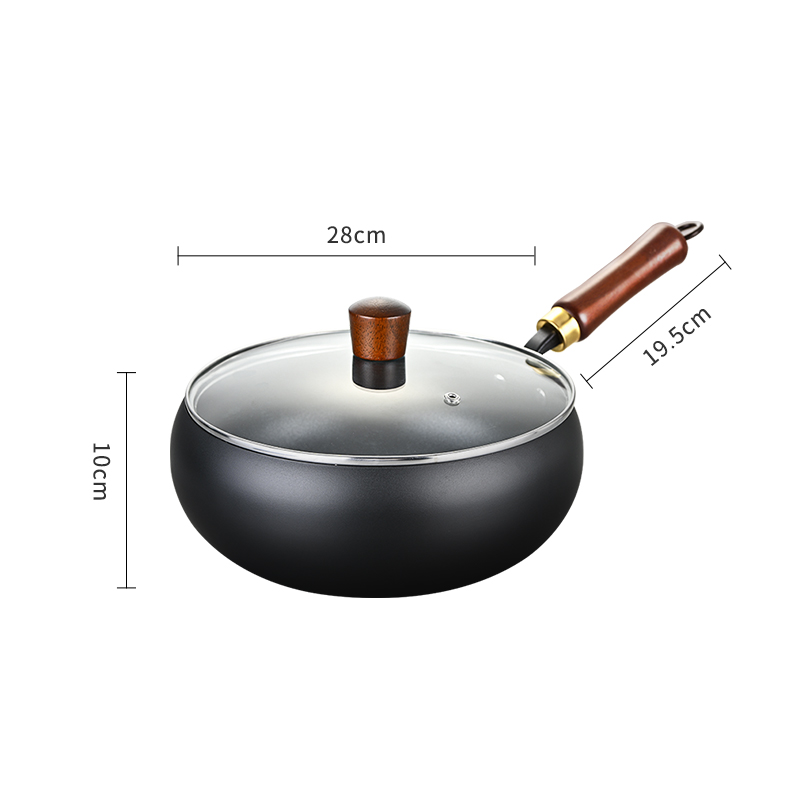Black 28cm with glass lid