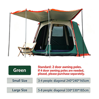 Tente de camping automatique 2-en-1 grande taille pour toutes les saisons, avec auvent, double couche, base Oxford imperméable, taffetas argenté, pour l'extérieur
