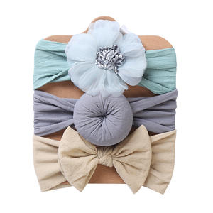 Solid Color Soft Nylon Elastic Baby <b>Bows</b> Headband Set Knotted <b>Newborn</b> Baby & Girl Hair Accessories - Product Image 5