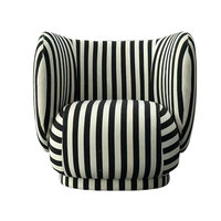 Mobilier Gothique Vintage pour Salon Chaises d'Appoint Rembourrées à Rayures Lobby Chaise Club de Bureau à Vendre à Rayures Noir et Blanc