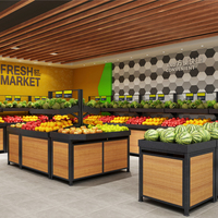 Supermarkt zware-duty roestvrijstalen displayrek voor vers fruit en groenten, multifunctioneel metalen ontwerp