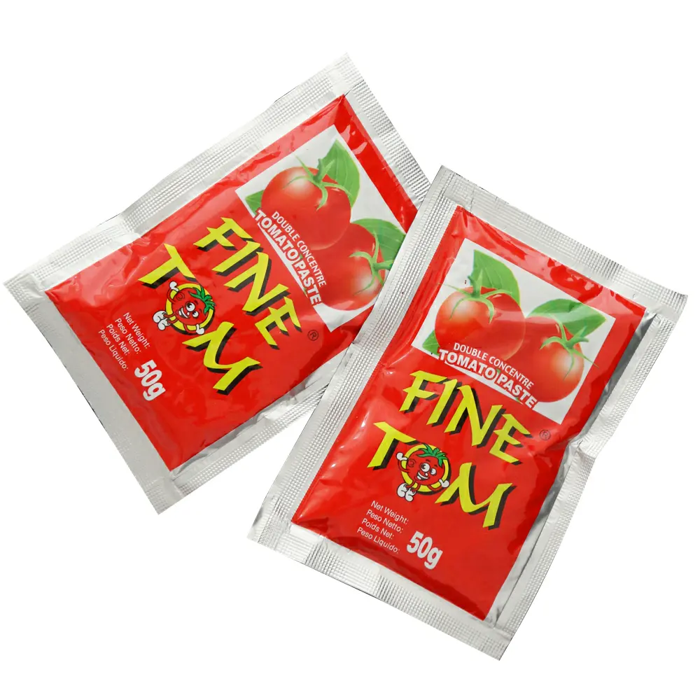 Vente en gros de sachet de sauce de haute qualité 50g de pâte de tomate en sachet