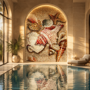 Mosaico Moderno de Conchas Rosadas para Decoración de Paredes, Mosaico para Baño, Mosaico Personalizado al por Mayor - Product Image 3
