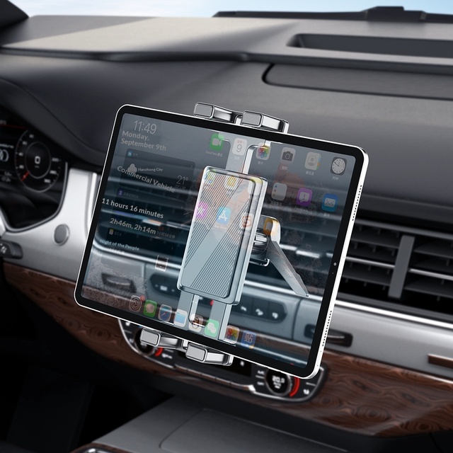 Universal Car Air Vent Mount iPad Tablet Phone Holder 360 Degrees Rotation Snap-On Installation ABS Material Bed Phone