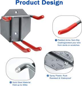 Organisateur de Garage horizontal robuste support de <span class=keywords><strong>Ski</strong></span> utilitaire crochets de Kayak à montage mural avec crochets muraux à l'intérieur à l'extérieur à la maison - Product Image 3