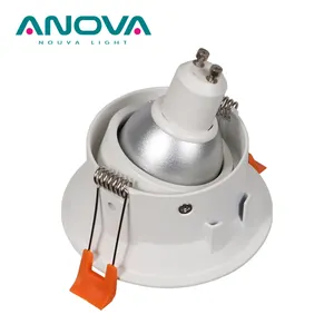 Recessed Gu10 Round Led Downlight Fixture Housing Cover Anti Glare Adjustable Angle Spot Light Frame