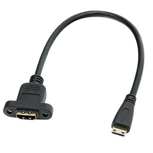 Cable de extensión Mini HDMI macho a HDMI hembra con orificios de montaje, 20 cm, cable de cobre sin oxígeno chapado en oro - Product Image 1