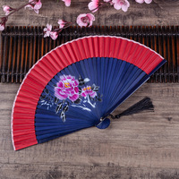 Kipas Lipat Bambu Desain Burung dan Bunga dengan Cat Semprot, Gagang Mutiara, Warna Hijau, Elegan untuk Pakaian Cheongsam Wanita (DIY)