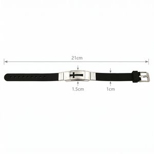 Men's Stainless Steel Cross <b>Bracelet</b> Black PU <b>Leather</b> Minimalist Jewelry Gift 22.5cm Long 1cm Wide - Product Image 4