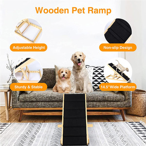 Solid Wood Adjustable Dog Ramp Stairs Bedside <b>Ladder</b> For Dogs With Non Slip Surface Customizable Size Natural Color - Product Image 3