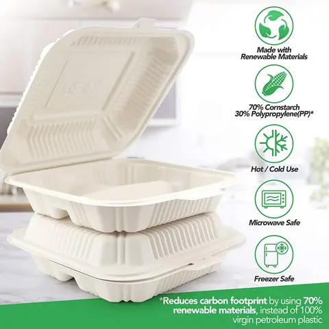 China Meal Prep Containers Supplier Food Container 500Ml 6 Compartment Compostable