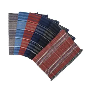 Bufanda cálida de invierno personalizada del fabricante, bufandas de lana con patrón geométrico a cuadros para hombres