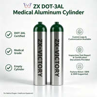 Bouteille de gaz médical en aluminium 6061 homologuée ZX DOT, cylindre d'oxygène médical MD ME avec valve CGA870, fabricant de logo personnalisé