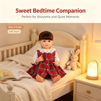 Poupée Reborn réaliste en vinyle de 22 pouces, poupée fille avec robe à carreaux rouge classique, jouet cadeau pour enfants
