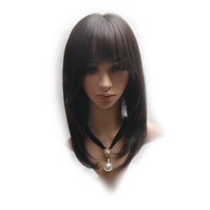 12 Inch Long Straight Human Hair Wig Clip In Natural Black <b>Brown</b> Lightweight Versatile Chemo Cap By WIGTS Premium - Product Image 1
