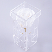 AYOYO Magnifique boîte en acrylique transparente pour une seule rose, rose, fleurs fraîches de qualité supérieure, fleurs préservées, cadeau pour la fête des mères, cadeau pour la Saint-Valentin