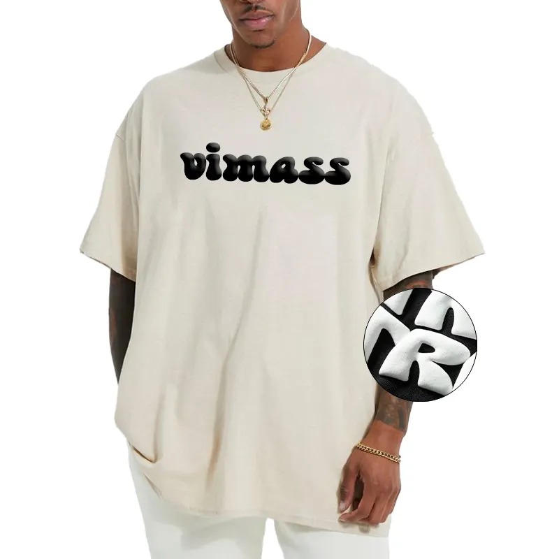 Kaus pria ukuran besar kerah Crew ukuran besar pabrik logo kustom YUBAO t-shirt gambar cetak Puff 3D kaus katun Streetwear untuk kualitas tinggi