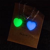 Collier pendentif pierre de lune femme bijoux de mode hexagone coeur prisme balle pierre lumineuse Fluorescent Hiphop alliage chaîne