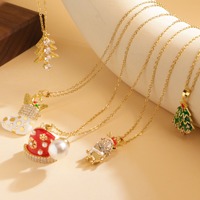 Nuevas llegadas COLLAR COLGANTE de Navidad de estilo europeo collar de acero inoxidable con goteo de aceite avanzado