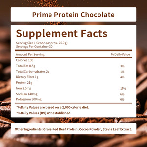 Poudre de protéines <span class=keywords><strong>Prime</strong></span> OEM ODM saveur chocolat, isolat de protéines de bœuf nourri à l'herbe, favorisant la santé intestinale, supplément pour la récupération musculaire - Product Image 3