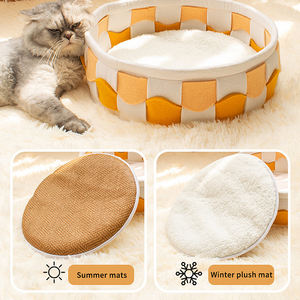 Custom Large Space <span class=keywords><strong>Folding</strong></span> <span class=keywords><strong>Cat</strong></span> Nest Neues Design Blumen-und Tier muster Filz gewebtes Haustier bett für alle Jahreszeiten für Hunde - Product Image 4