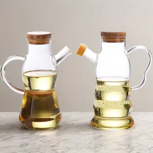 Dispensador de botellas de vinagre con corcho para cocinar aceite de oliva olla de vidrio ecológico 500ml contenedor de alimentos de cocina con asa