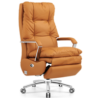 Chaise de bureau exécutive ergonomique moderne à dossier haut, appui-tête réglable, en cuir, pivotante, imperméable, résistante aux rayures, base en acier