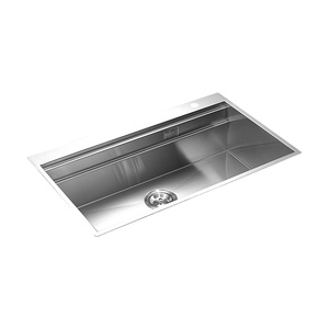 Évier de cuisine en acier inoxydable SUS304 brossé satiné 820x500mm, cuve unique, avec purificateur extractible intégré et robinet inclus - Product Image 1