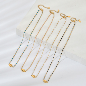 Collares con Colgante <span class=keywords><strong>de</strong></span> Mano <span class=keywords><strong>de</strong></span> Hamsa <span class=keywords><strong>de</strong></span> Acero Inoxidable y Cuentas Delicas para Mujer, Joyería Turca <span class=keywords><strong>de</strong></span> Ojo Turco, Gargantilla Bohemia para Boda y Fiesta - Product Image 2