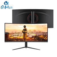 Qihui 34 pouces moniteurs LCD incurvés 2k 5k 165hz Ips ordinateur de bureau de jeu pc maison et bureau avec barre lumineuse LED VGA USB