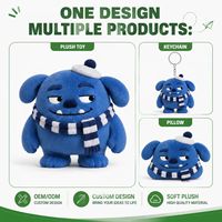 Peluche Monstre à Poils Courts avec Écharpe Bleue Personnalisée, Fabricant Direct d'Usine OEM ODM, Vente en Gros d'Animaux en Peluche Amusants, Faible MOQ