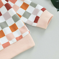 Ensemble de survêtement pour garçons en gros, imprimé à carreaux rétro, pull et pantalon à cordon de serrage, élégant et confortable