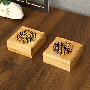 Caja quemadora de incienso de bambú, 9,5x9,5x4,5 cm, estilo Zen, hueca, para uso aromático con madera de agar. - Product Image 3