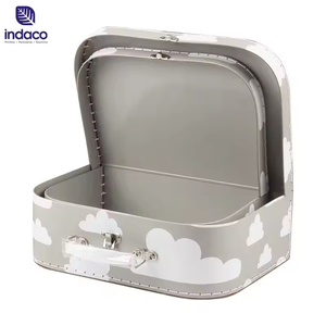Boîte d'emballage personnalisée en carton, valise en papier kraft, boîtes cadeaux pour bébé avec poignée - Product Image 1