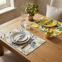 Nappe et set de table en lin à motifs floraux pour la maison, tapis de table résistant à la chaleur, tapis de table occidental pour hôtel