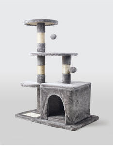 Grey <span class=keywords><strong>3</strong></span> Tiers <span class=keywords><strong>Cat</strong></span> <span class=keywords><strong>Condo</strong></span> Met Sisal Krabpalen Pluche Kat Klimtoren Kattenbomen & Scratcher - Product Image 2