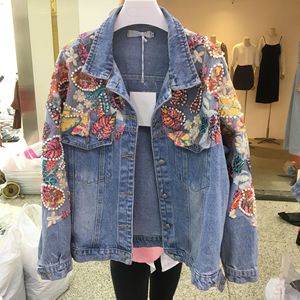Spring and Autumn New Heavy Industry Diamond studded Nail Bead Colorful <strong>Glitter</strong> Loose Cowboy <strong>Jacket</strong> Ethnic Style <strong>Jacket</strong> - Product Image 1