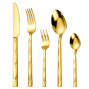 Diamond-Shaped Stainless Steel Cutlery <b>Set</b> 5-Piece Fork Knife Spoon For Home Hotel Restaurant Steak <b>Dinner</b> Service - Product Image 5