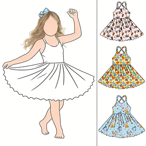 Ultimi Modelli Primavera 2026: Abiti per Bambine Senza Maniche con Schiena Incrociata, Lunghezza al Ginocchio, Design Personalizzato - Product Image 1