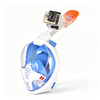 Masker Snorkel Full Face HD Anti-Kabut Anti-Bocor Saluran Pernapasan Terpisah dengan Bracket Dudukan Kamera GoPro Grosir Pabrik OEM