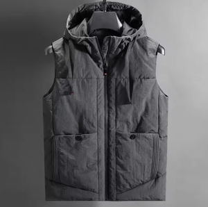 Chaleco informal de alta calidad para hombre, para otoño e invierno, con capucha, sin mangas, grueso y cálido, con bolsillos. - Product Image 1