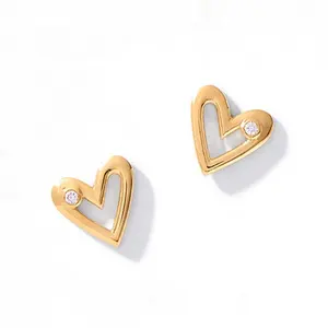 Gemnel wholesale excellent heartbeat stud earring heart pattern earrings